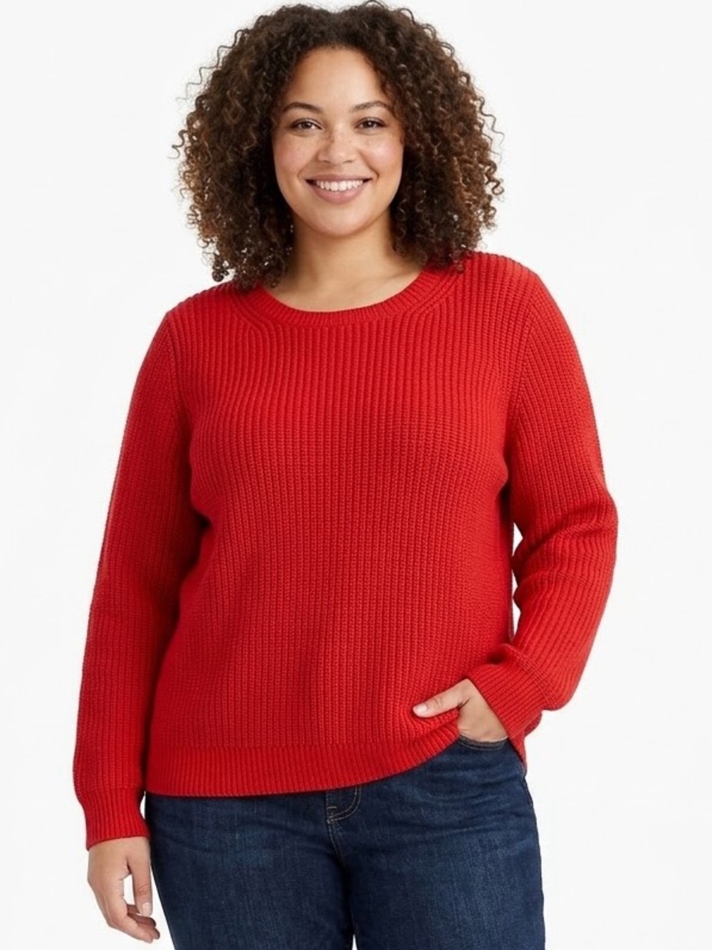 J. Crew Women's Red Ribbed Crewneck Sweater 3X New